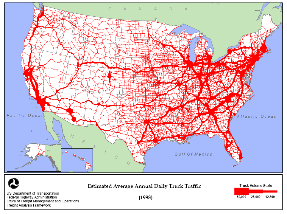Estimated Average Annual Daily Truck Traffic (1998)